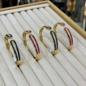 دستبند استیل آبکاری طلا نگین‌دار
